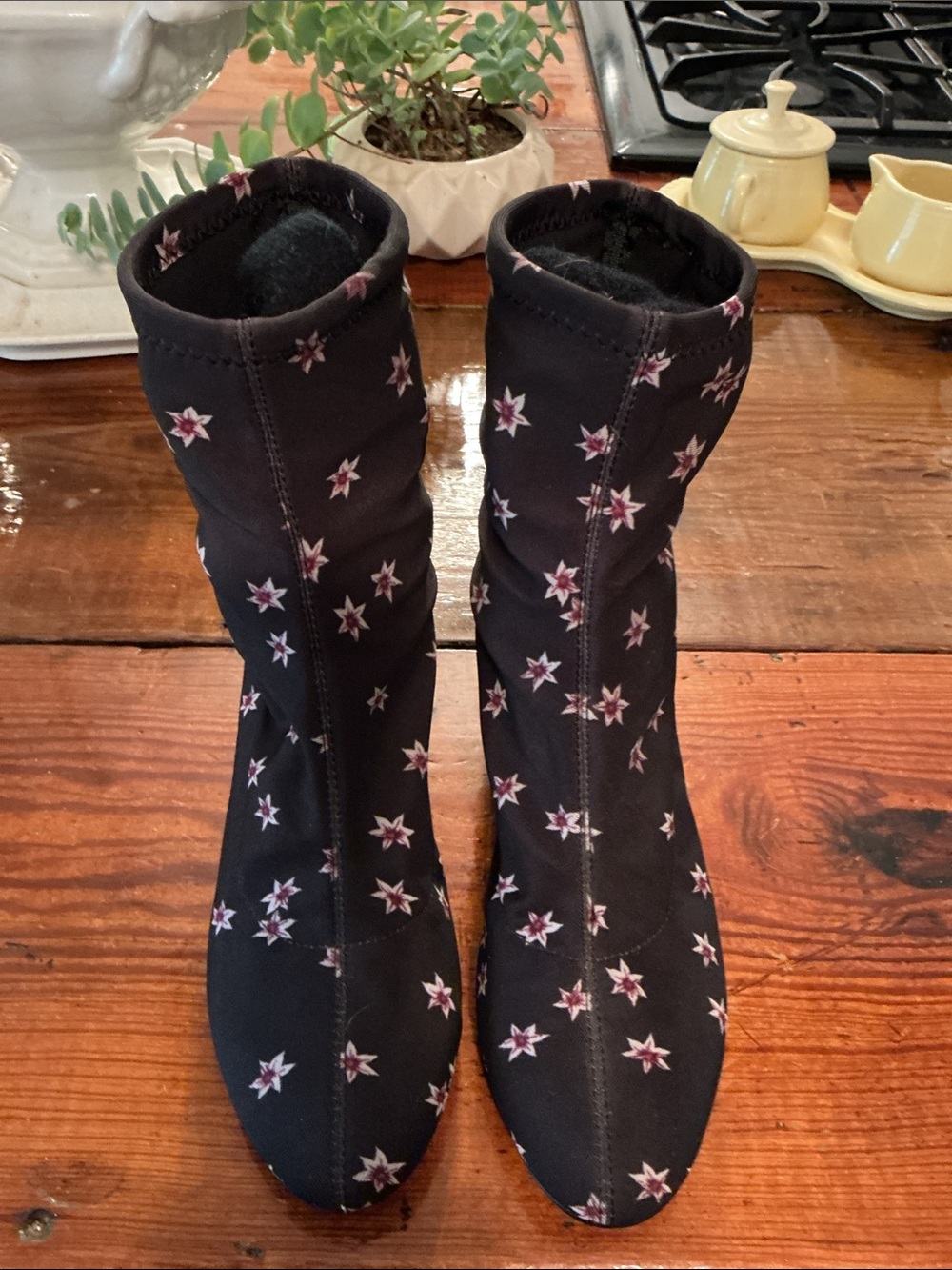& Other Stories Black Mid-Calf Boots with Pink Star